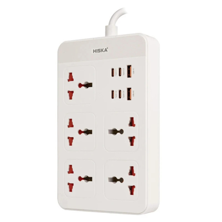 چند راهی 5 خانه هیسکا با کابل 2 متری + شارژر USB و Type-C