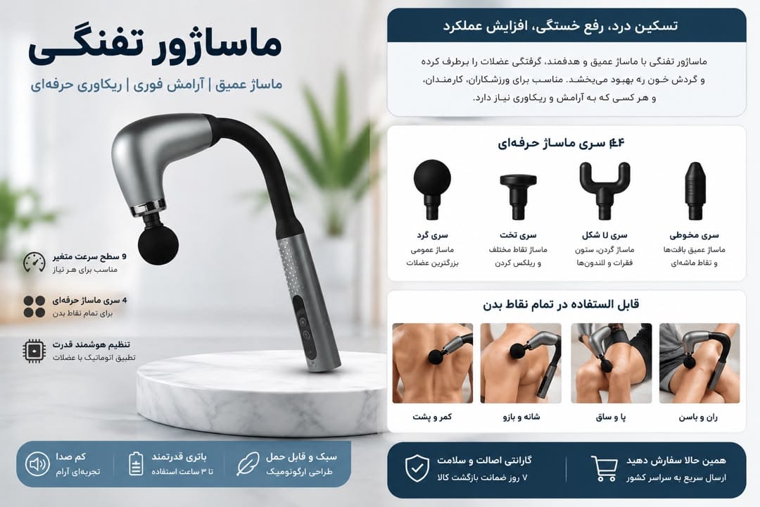 دستگاه ماساژور تفنگی دسته بلند مدل Fascial