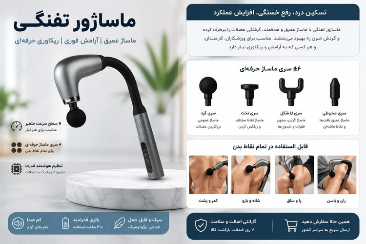 دستگاه ماساژور تفنگی دسته بلند مدل Fascial